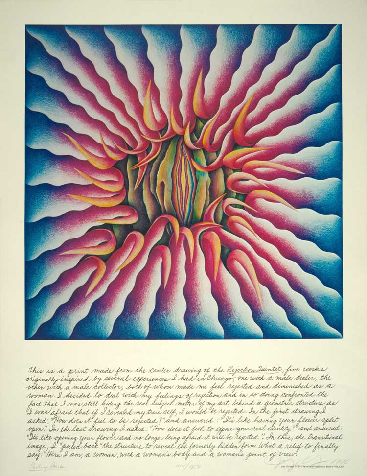 Judy Chicago. Peeling Back, 1974. Offset Photo-lithograph on rag paper, 28.5 x 22 in (72.39 x 55.88 cm). Jordan Schnitzer Family Foundation Collection
© Judy Chicago/Artists Rights Society (ARS), New York; Photo © Donald Woodman/ARS, NY Courtesy of the artist.
