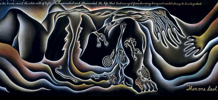 Judy Chicago. In the Beginning from Birth Project (detail), 1982. Prismacolor on paper, 65 x 389 in (165.1 x 988.06 cm). © Judy Chicago/Artists Rights Society (ARS), New York; Photo © Donald Woodman/ARS, NY Courtesy of the artist.