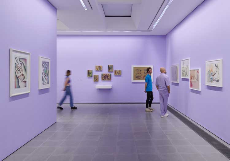 The Calling of the Apostles and Disciples. Installation view, Judy Chicago: Revelations, 2024, Serpentine North. © Judy Chicago/Artists Rights Society (ARS), New York. Photo: Jo Underhill. Courtesy Judy Chicago and Serpentine.