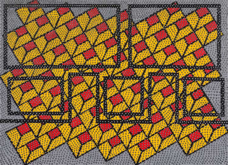 Bernard Cohen, And Scatter, 2022. Acrylic on linen, 105 x 145 cm. © Bernard Cohen, courtesy of Flowers Gallery.