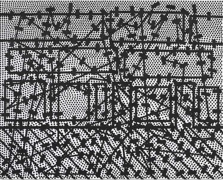 Bernard Cohen, Fool's Home, 2020-21. Acrylic on linen, 101.5 x 127 cm. © Bernard Cohen, courtesy of Flowers Gallery.