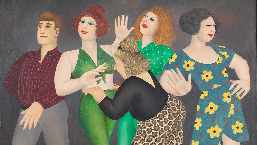 Beryl Cook, Window Dresser 2, c1994. Oil on panel. Courtesy of www.ourberylcook.com © John Cook 2025.
