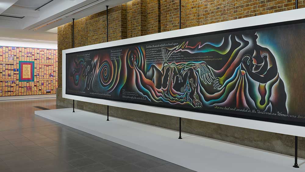 Judy Chicago: Revelations, 2024. Installation view, Serpentine North. © Judy Chicago/Artists Rights Society (ARS), New York. Photo: Jo Underhill. Courtesy Judy Chicago and Serpentine.