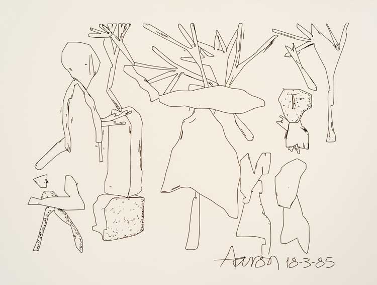 Harold Cohen, Aaron at Tsukuba #12, 1985. Ink on paper, 55.9 x 76.2 cm.