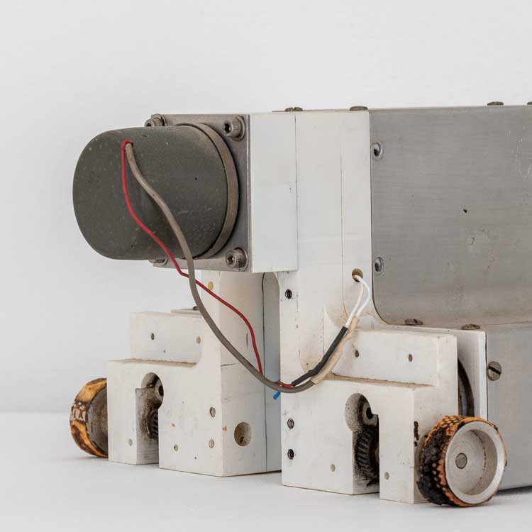 Harold Cohen, Drawing Machine ‘Turtle’, 1980. Steel, copper and plastic, 20.3 x 20.3 x 15.2 cm.