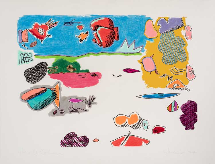 Harold Cohen, Untitled Amsterdam Suite 11, 1977. Coloured pencil over ink on paper, 56.4 x 72.7 cm.