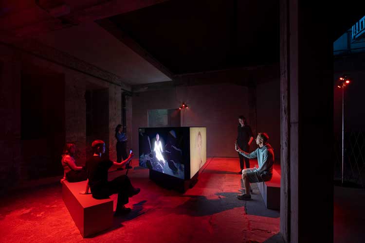 Ian Cheng: Life After BOB, Halle am Berghain, Berlin, 2022. © 2022 Ian Cheng. Presented by LAS (Light Art Space). Portrait of Ian Cheng by © Franziska Taffelt.