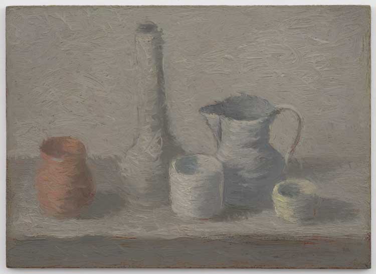 Antonio Calderara. Natura morta, 1950. Oil on board, 12 x 17 cm (4 3/4 x 6 3/4 in). © Estate of Antonio Calderara. Courtesy Lisson Gallery.
