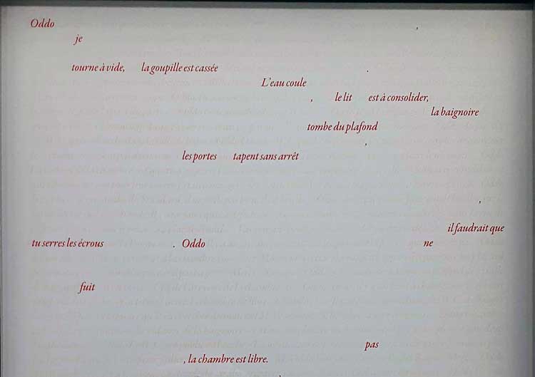 A letter Sophie Calle addresses to Mr Oddo using words from the notes she has collected. Photo: Ana Duarte.