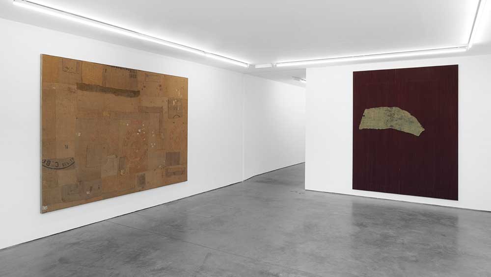 Lawrence Calver. Journeyman, 2021. Stitched jutes, 170 x 240 cm. © the artist, courtesy of Cob Gallery.