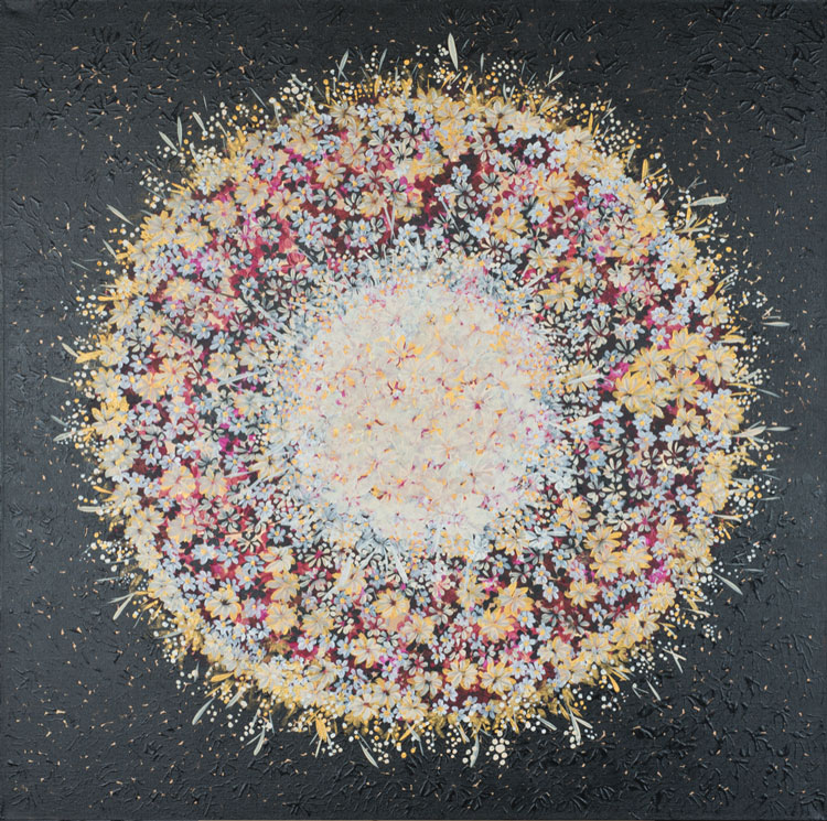 Veronique Maria, Gratitude Mandala 12, 2018. Mixed media on canvas, 100 x 100 cm. © the artist.