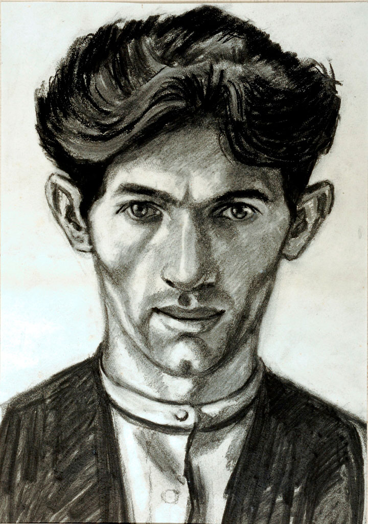 Norman Cornish. Self Portrait, undated. Charcoal and chalk on paper, 43 x 30 cm. © Courtesy of Norman Cornish Estate.