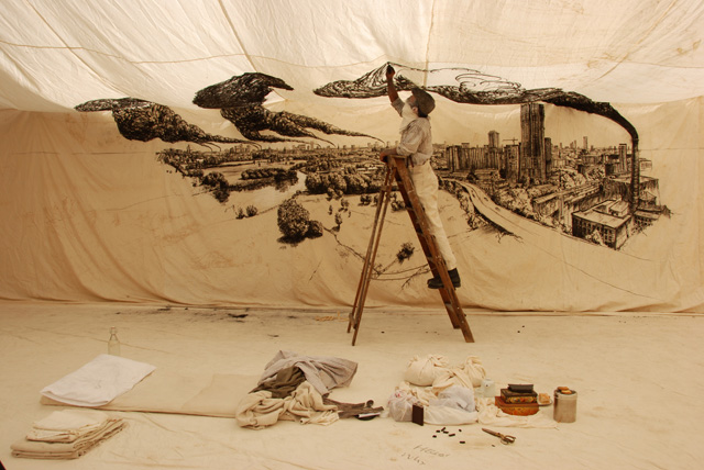 Nikhil Chopra. Coal on Cotton, 2013. Commissioned by Manchester International Festival and the Whitworth Gallery, Manchester. Costume Design Sabine Pfisterer. Photograph: Sabine Pfisterer. Image courtesy the artist.