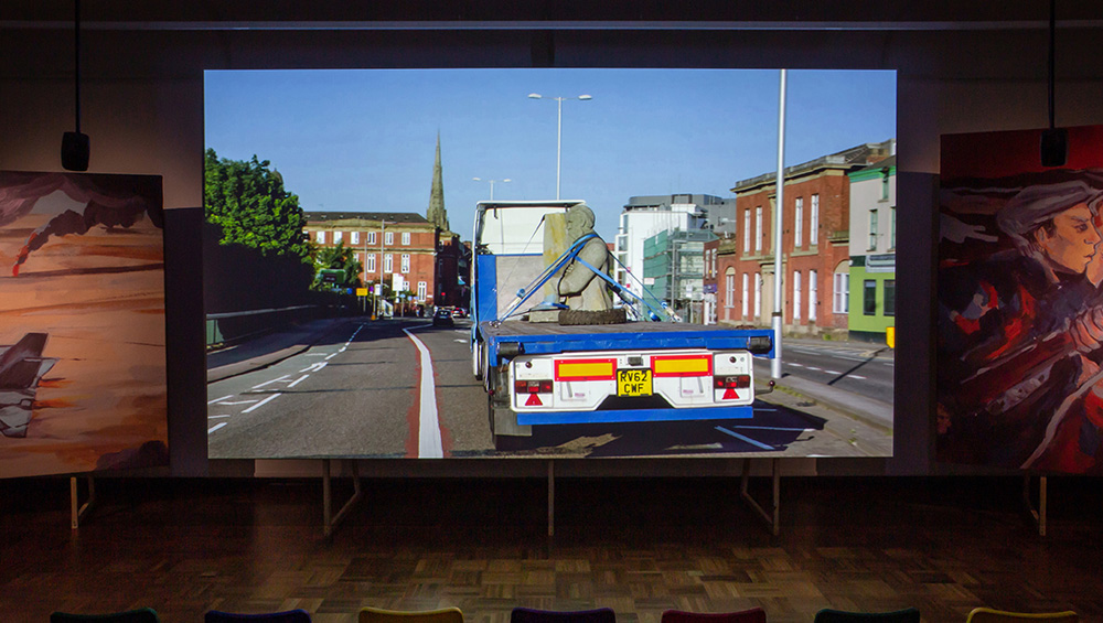 Phil Collins, Ceremony, 2018. Installation view, Cooper Gallery, Dundee, 2019. Photograph: Sally Jubb. Courtesy Shady Lane Productions.