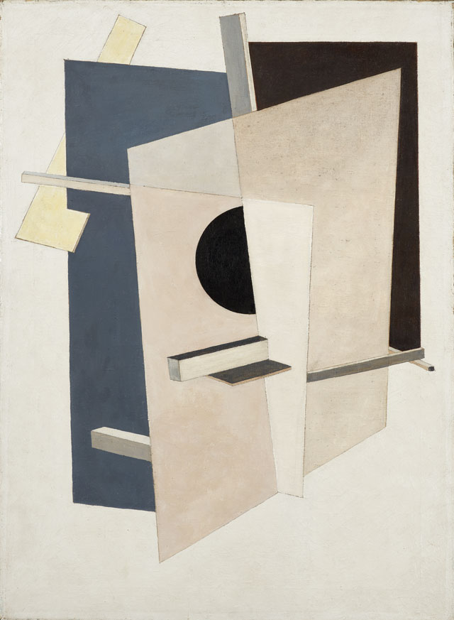 El Lissitzky. Proun 6, 1919-20. Oil on canvas, 31 7/8 x 23 ¼ in (81 x 59 cm ). Kulturstiftung Sachsen-Anhalt, Kunstmuseum Moritzburg Halle (Saale), Germany.