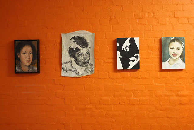 Tamsyn Challenger, 400 Women, 2010. Portraits by various artists. Installation view, Canongate Venture, Edinburgh Art Festival, 2011. Photograph: Albie Clark.