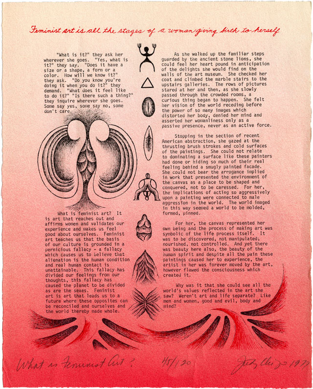 Judy Chicago. What is Feminist Art? 1977.