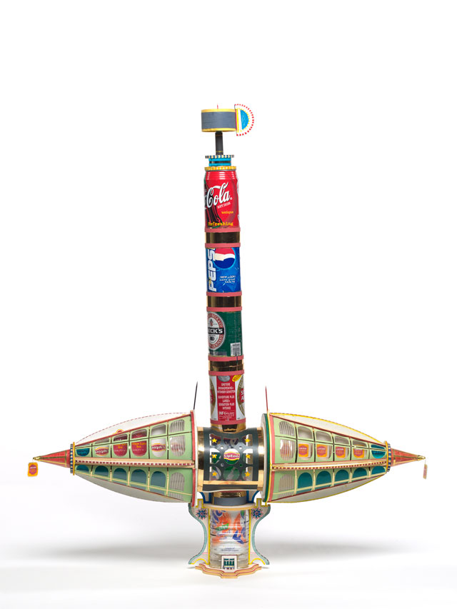 Bodys Isek Kingelez. Sports Internationaux, 1997. Paper, plastic, and other various materials, 35 7/16in × 33 7/16in × 9 13/16in (90 × 85 × 25 cm), irreg. Purchased 2013 with funds from Tim Fairfax, AM, through the Queensland Art Gallery | Gallery of Modern Art Foundation. Collection Queensland Art Gallery, Brisbane. © QAGOMA, Natasha Harth.