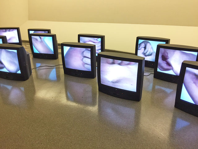 Zhang Peili. Uncertain Pleasure ll, 1996. Six-channel, 12-part stream. Installation view: Art and China after 1989: Theater of the World. Solomon R. Guggenheim Museum, New York, October 6, 2017—January 7, 2018. Photograph: Jill Spalding.