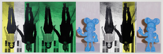 Julia Wachtel. Champagne Life, 2014. Oil, lacquer ink and flashe on canvas, five panels, overall: 152.4 x 472.4 cm. © Julia Wachtel, 2014. Image courtesy of the Saatchi Gallery, London.