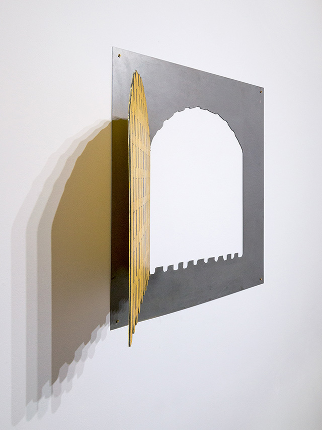 Kelly Chorpening. Proving Futile I, 2016. Pencil and pastel on paper mounted to steel, 197 x 102 x 22 cm.