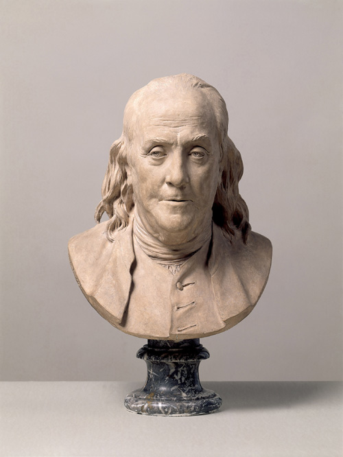 Jean-Antoine Houdon. Benjamin Franklin, 1778. Terracotta, 52.2 x 34.2 x 27.4 cm. Departement des Sculptures, Musee du Louvre, Paris, RF 349 Photo: © RMN/Ojeda, Paris