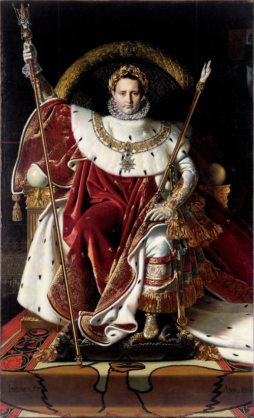 Jean-Auguste-Dominique Ingres. Napoleon I on the Imperial Throne, 1806. Oil on canvas, 260 x 163 cm. Musee de l Armee, Paris, 5420 Photo: © Musee de l Armee, Dist. RMN/Segrette, Paris