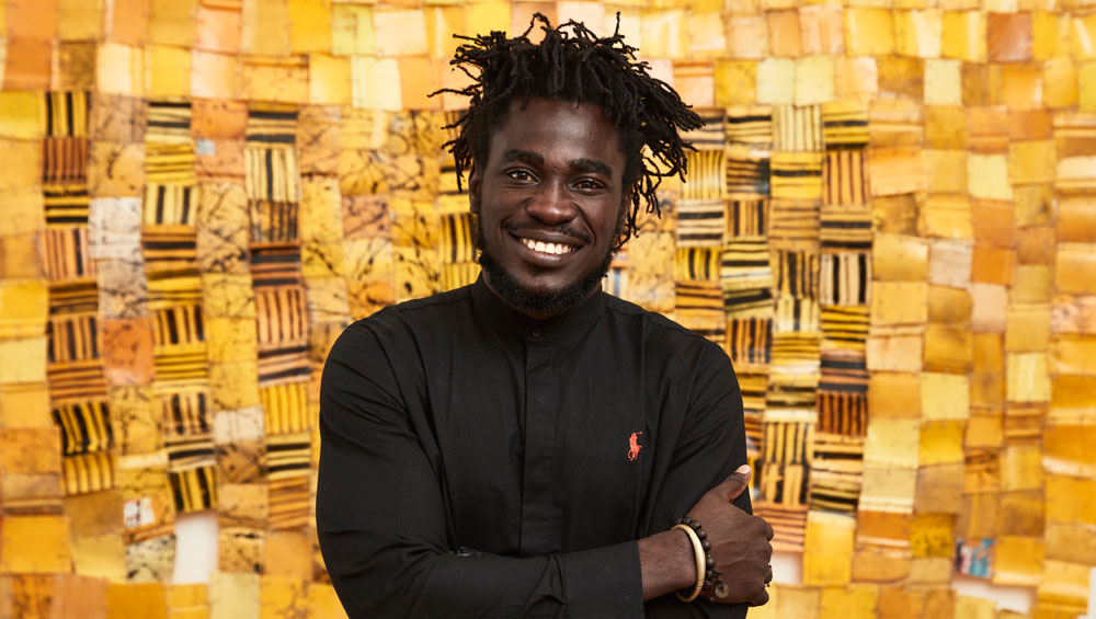 Serge Attukwei Clottey at 1-54 Contemporary African Art Fair, courtesy of the artist and Gallery 1957. Photograph: Luke Walker.