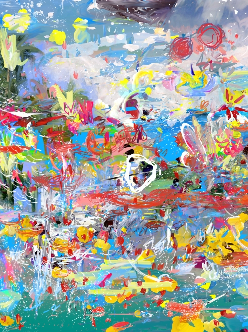 Petra Cortright. CALL "GIRL", 2014. Digital painting on aluminium, 48 x 36 in.