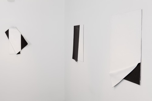 Deb Covell. Fold 1. Acrylic paint, 23 x 18cm; Back Flip Acrylic paint, 26 x 21cm; Double Edge. Acrylic paint, 33 x 23cm. Photograph: Cathal Carey.