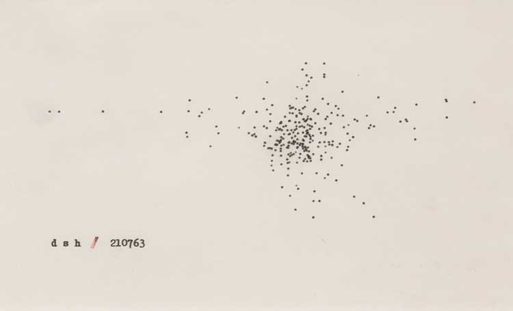 Dom Sylvester Houédard, Untitled, 1963. Typed page, 12.7 x 20.4 cm (5 x 8 in). Image courtesy of Lisson Gallery.