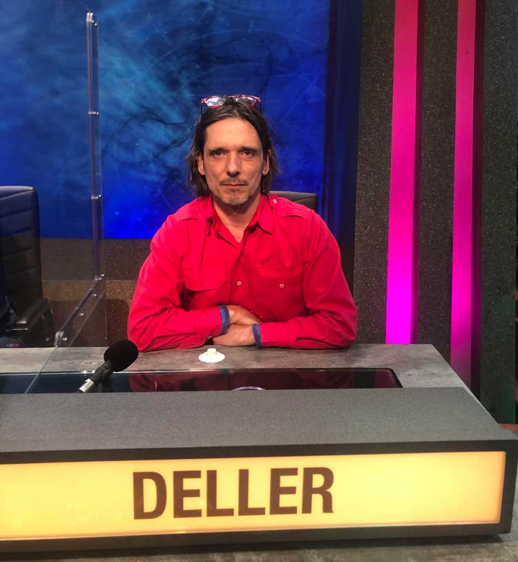 Portrait of Jeremy Deller. Courtesy of The Artist. Deller appeared on the BBC's Christmas University Challenge 2020, part of the winning team from the Courtauld Institute of Art.