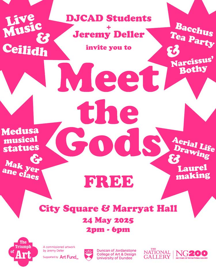 Jeremy Deller. Meet the Gods, Dundee, 2025. Instagram, poster. Still from Otto Cox, courtesy of Jeremy Deller.