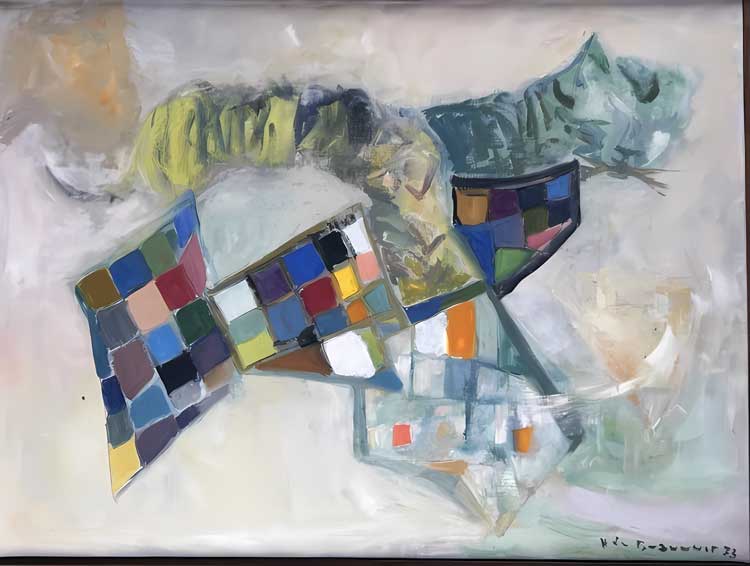 Hélène de Beauvoir. Tigers and Chequerboards. 1972. Oil on canvas, 50.5 x 65.2 cm. Courtesy Amar Gallery, © APP, Ute Achhammer.