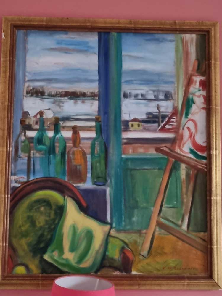 Hélène de Beauvoir's painter studio in Milano, 1955. Copyright Claudine Monteil. Courtesy Amar Gallery, © APP, Ute Achhammer.