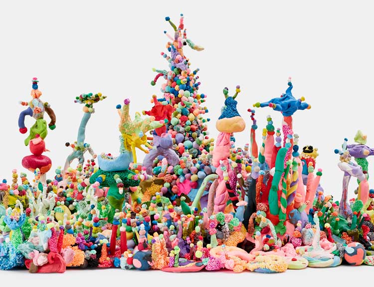 Do Ho Suh. Artland, 2016-ongoing. Children’s modelling clay, recycled plastics, polycarbonate base, dimensions variable. © Do Ho Suh. Courtesy of the artist; Lehmann Maupin, New York and Seoul; Victoria Miro, London/Venice Artland Islands: Photo: Prudence Cuming.