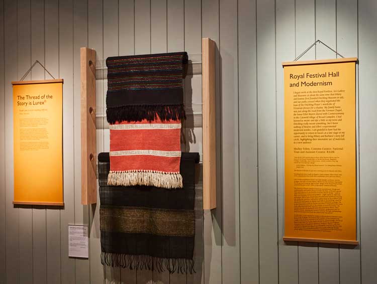 Double Weave: Bourne and Allen’s Modernist Textiles, installation view, Ditchling Museum of Art and Craft, 2023. Photo: Tessa Hallmann.