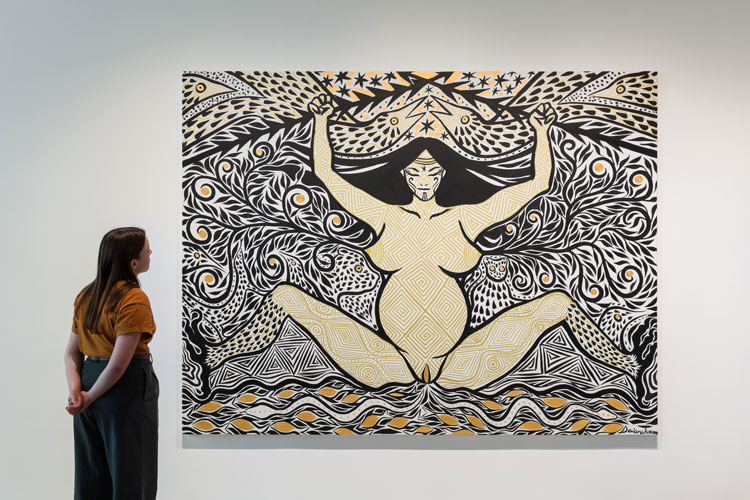Installation view of Daiara Tukano, Dear Earth: Art and Hope in a Time of Crisis (21 Jun – 3 Sep 2023). Photo: Mark Blower. Courtesy the Hayward Gallery.