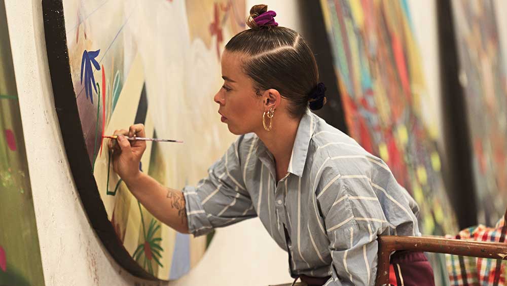 Portrait of Tiffanie Delune in her Accra studio. Image courtesy of the artist and Gallery 1957. Photo: Abdel Abdulai.