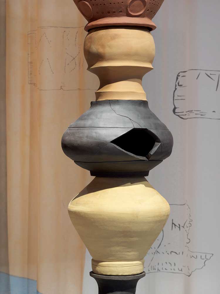 Mariana Castillo Deball, Roman Rubbish (detail), installation view, London Mithraeum Bloomberg Space, 4 August 2022 – 14 January 2023. Photo © Marcus Leith.