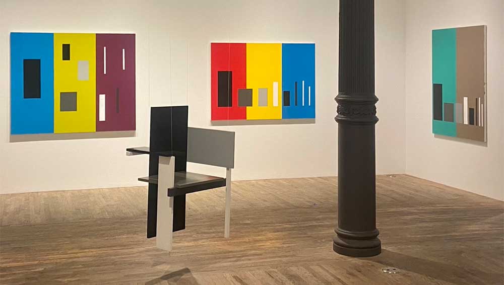 Installation view of David Diao: Berlin Chair in Pieces, Postmasters Gallery, New York, 29 January – 12 March 2022. Photo: Lilly Wei.