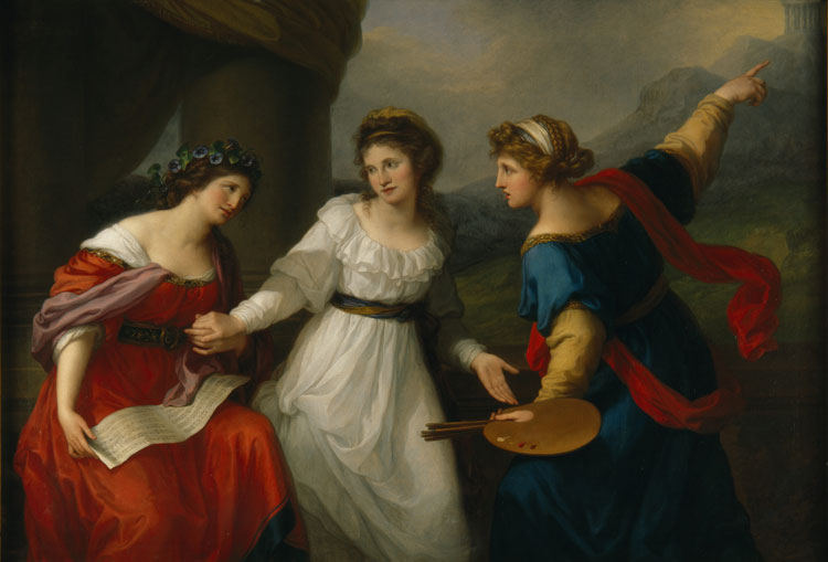 Angelica Kauffman, Self-portrait of the Artist hesitating between the Arts of Music and Painting, 1794. Oil on canvas, 147.3 x 215.9 cm. Nostell Priory © National Trust Images/John Hammond.