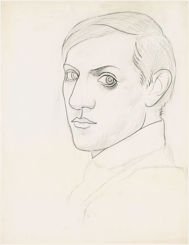 Pablo Picasso, Self-portrait, 1918. Pencil and charcoal on wove paper, 64.2 x 49.4 cm. Musée national Picasso-Paris. Pablo Picasso gift in lieu, 1979. MP794. Photo © RMN-Grand Palais (Musée national Picasso-Paris) / Mathieu Rabeau. © Succession Picasso/DACS 2019.