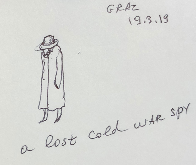 Nedko Solakov, “a lost cold war spy”, sketch, 2019. Courtesy the artist.
