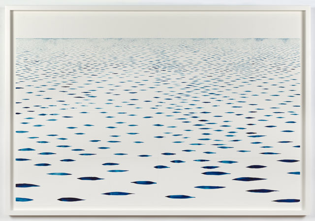 Tania Kovats. Sea Mark (Prussian Blue IV), 2017. Watercolour on paper, framed, 100 x 150 cm (39.4 x 59.1 in). Courtesy the artist and Pippy Houldsworth Gallery, London.