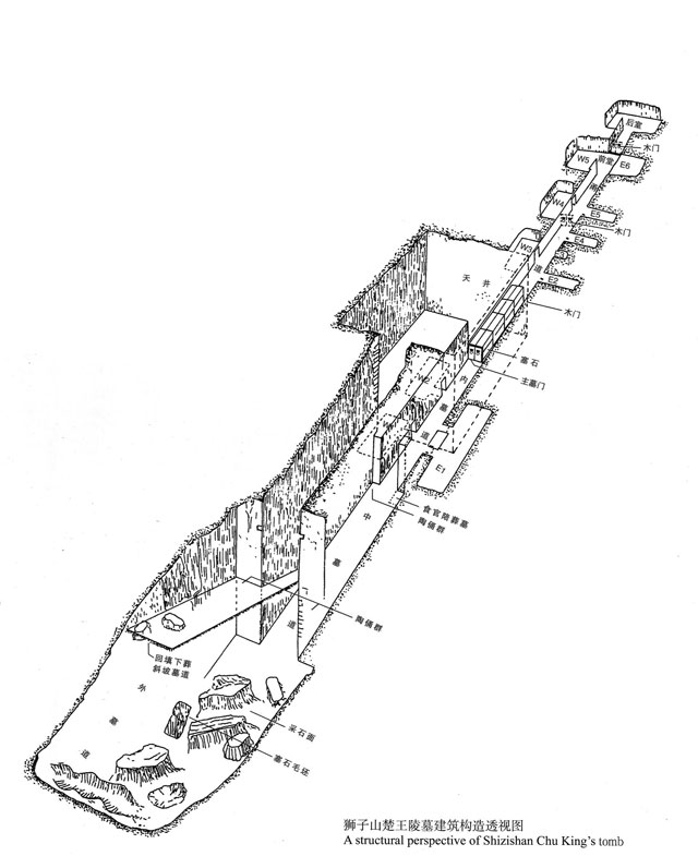 A Structural perspective of Shizishan Chu King's tom…筑构造透视图