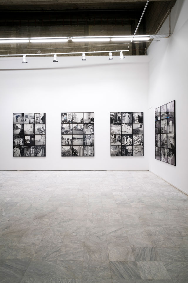 Akinbode Akinbiyi. Passageways, Involuntary Narratives, and the Sound of Crowded Spaces, 2015–17. 48 black-and-white inkjet prints, installation view, Athens Conservatoire (Odeion), Athens, documenta 14. Photograph: Mathias Völzke.