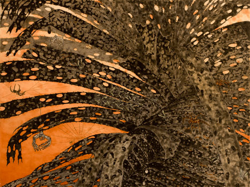 Fiona Hall. Pandanus – Gunga, 2010. Etching, 50 x 66 cm. Photo: Peter Eve. Image courtesy of Nomad Art Darwin.