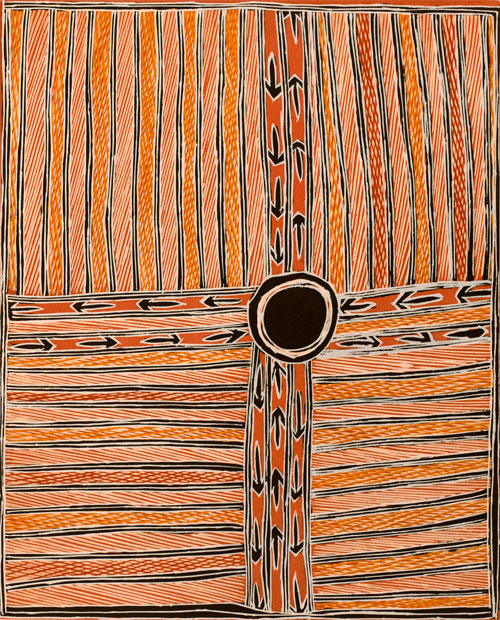 Mulkun Wirrpanda. Yalata, 2010. Etching and screen print, 50 x 62 cm. Photo: Peter Eve. Image courtesy of Nomad Art Darwin.