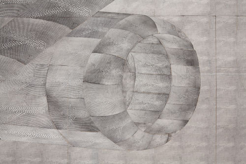 Thomas Bayrle. Airplane, 1982–83. Photo montage, 60 parts. Photograph assistance: Tin Hartmann. Courtesy Helke Bayrle (detail), Photograph: Anders Sune Berg.